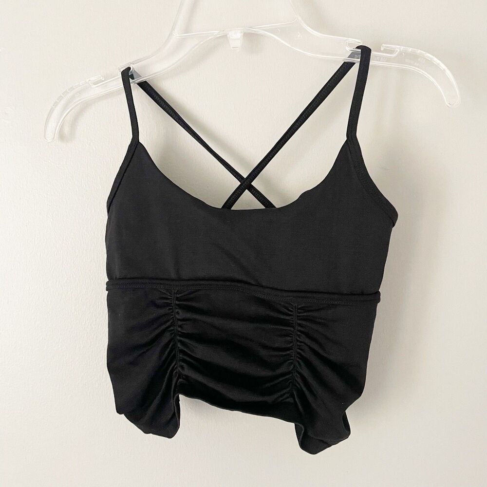 Free People Size XS/S On The Rise Black Ruched Cami Tank Top NEW